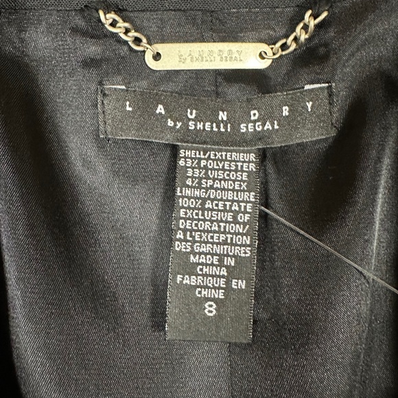 Laundry by Shelli Segal Black Tuxedo Blazer Jacket Women Size 8 - Picture 4 of 13